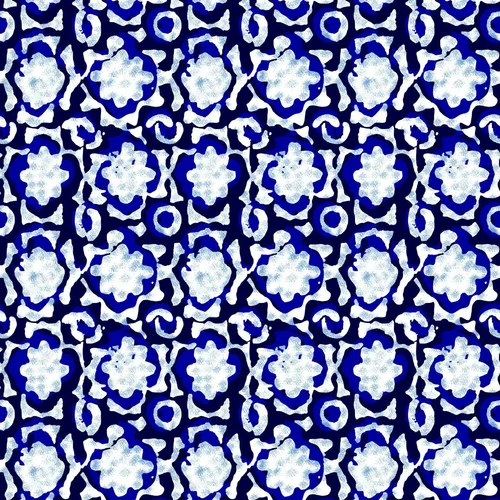 Blue Printed Cotton Fabric